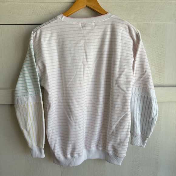 Vintage 80s Blast Petites Pastel Stripe Sweatshirt - Picture 5 of 5